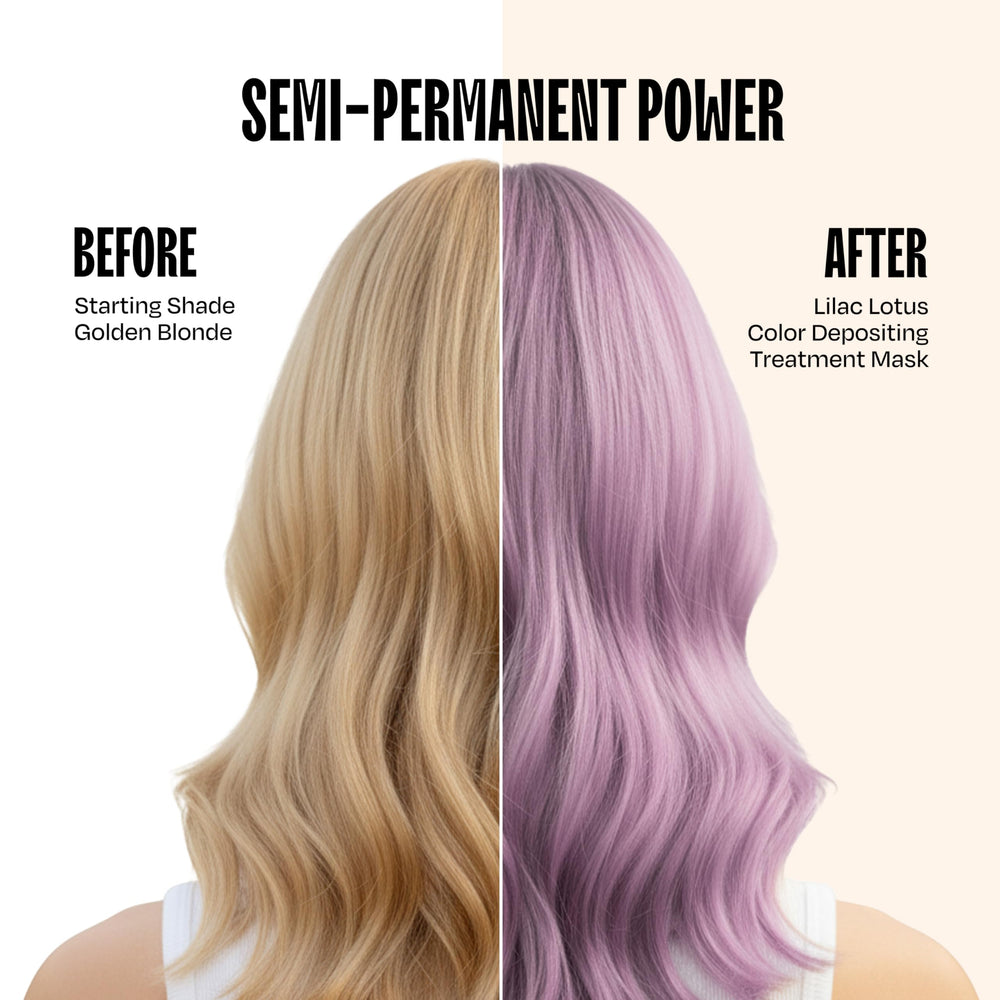Overtone Lilac Lotus color deposit showing vibrant glow on hair