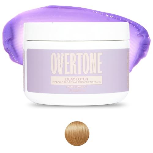 Overtone Lilac Lotus hair color conditioner being massaged for even distribution