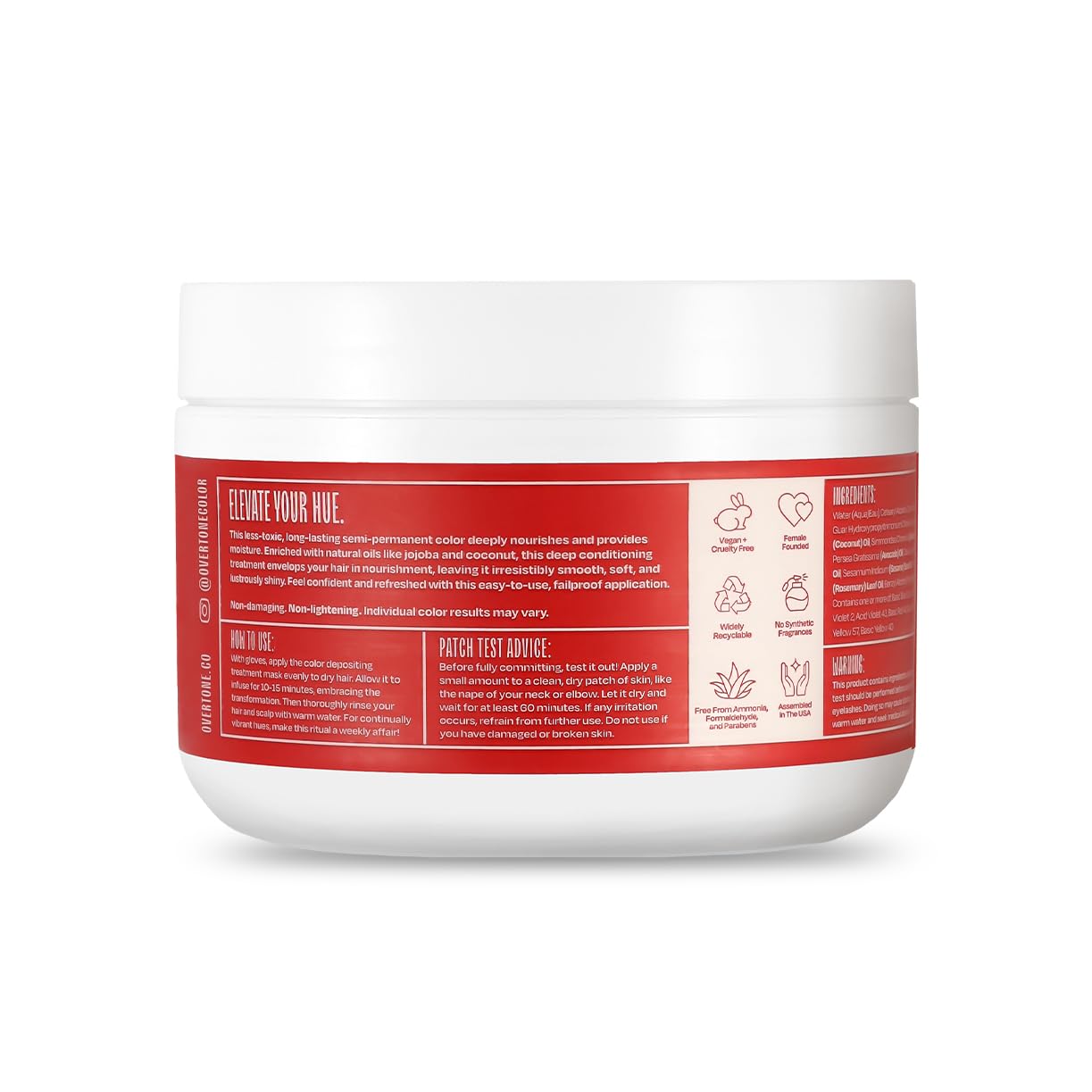 Overtone Ruby Red wash-out process demonstrates fade-friendly pigment.