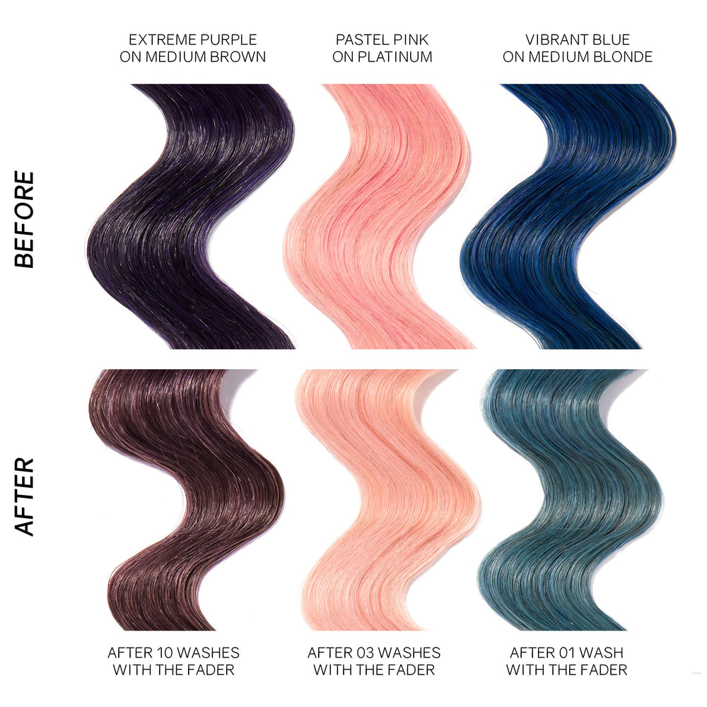 oVertone The Fader Clarifying Shampoo 8 oz bottle displays vegan ingredients and clear labeling.