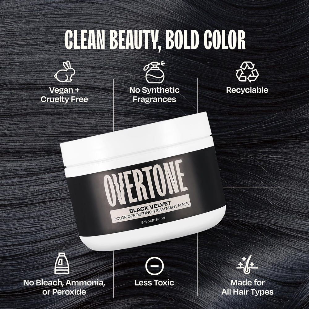 Overtone vibrant shades on brown hair show saturated color potential