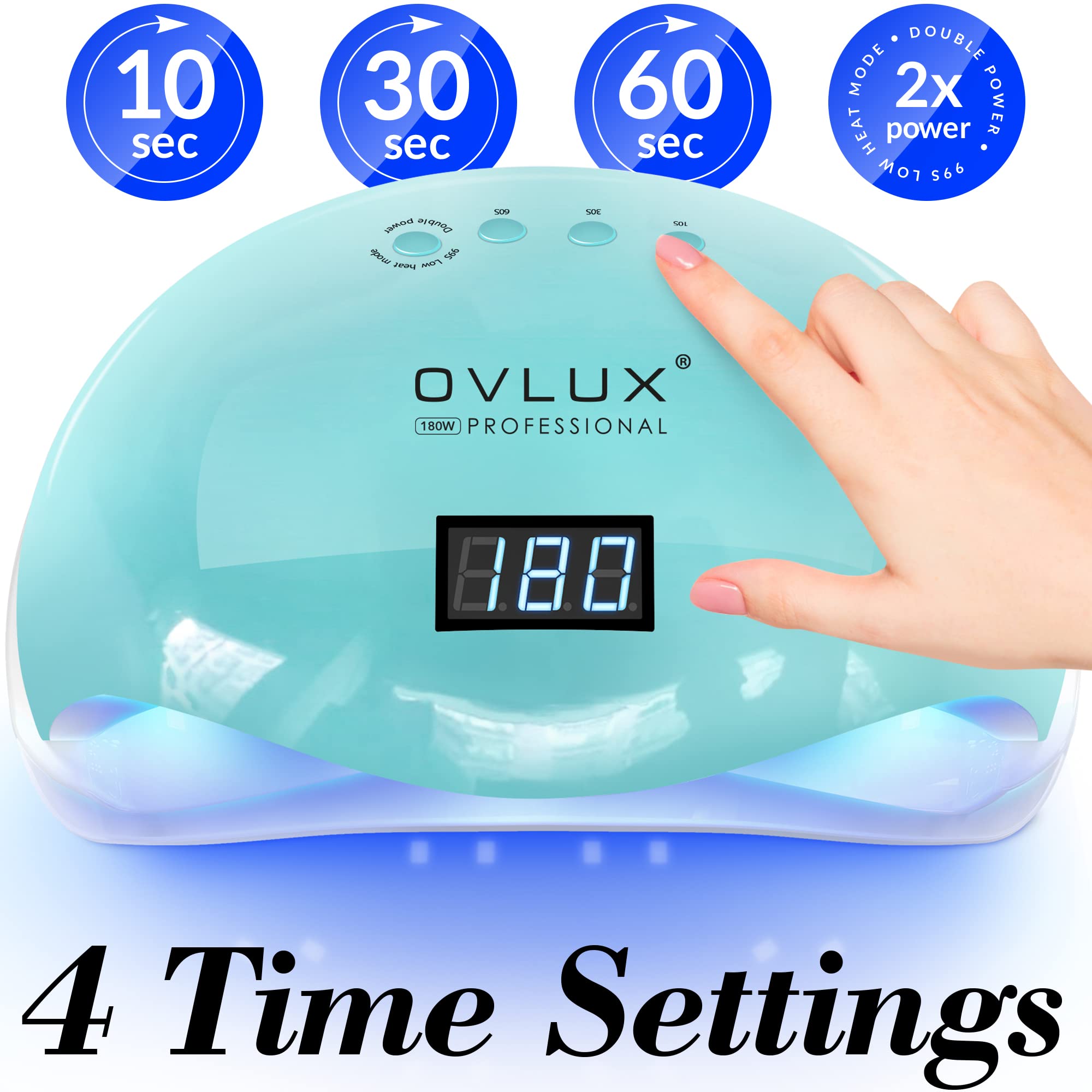 OVLux 180W nail lamp LCD display provides clear timer for precise curing sessions.