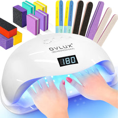 OVLux 180W UV LED nail lamp, front view, fast gel curing at home.