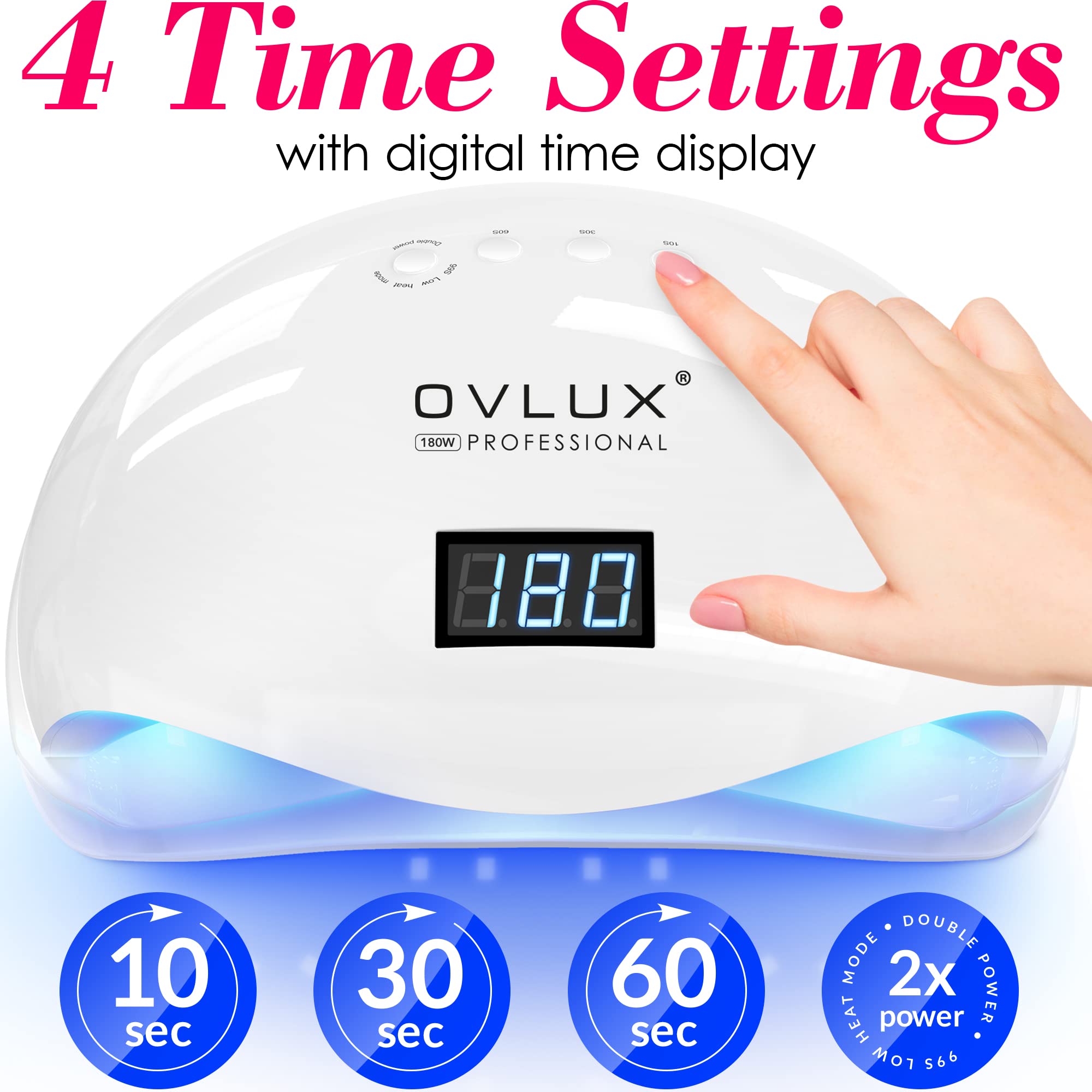 OVLux 180W UV LED nail lamp, LED longevity for years of use.