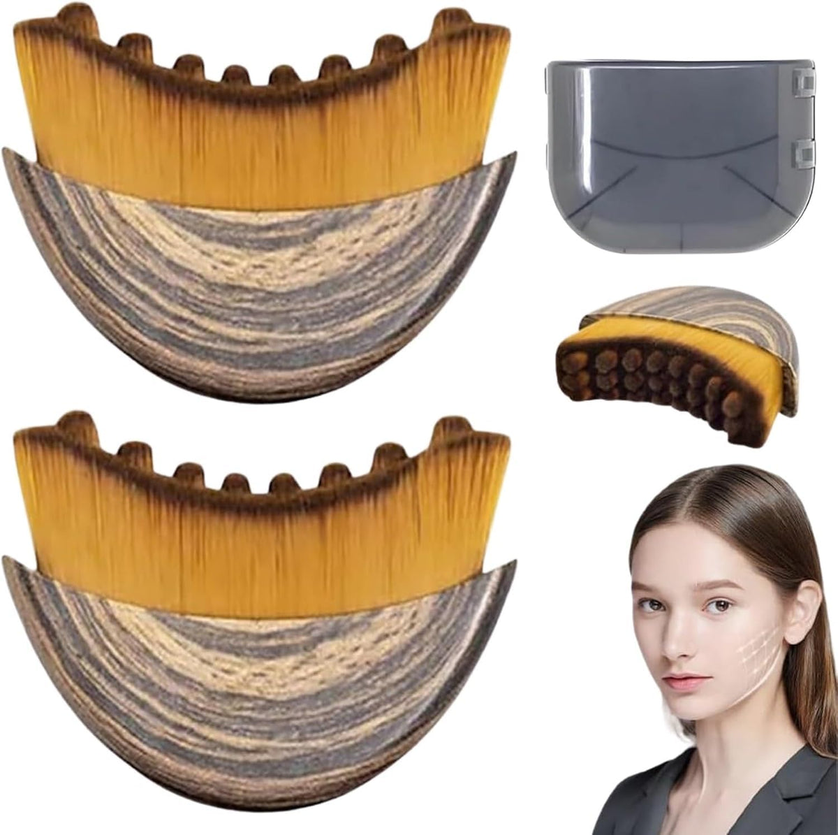 OVQ lymphatic contour face brush close-up highlighting ergonomic handle for precise drainage.