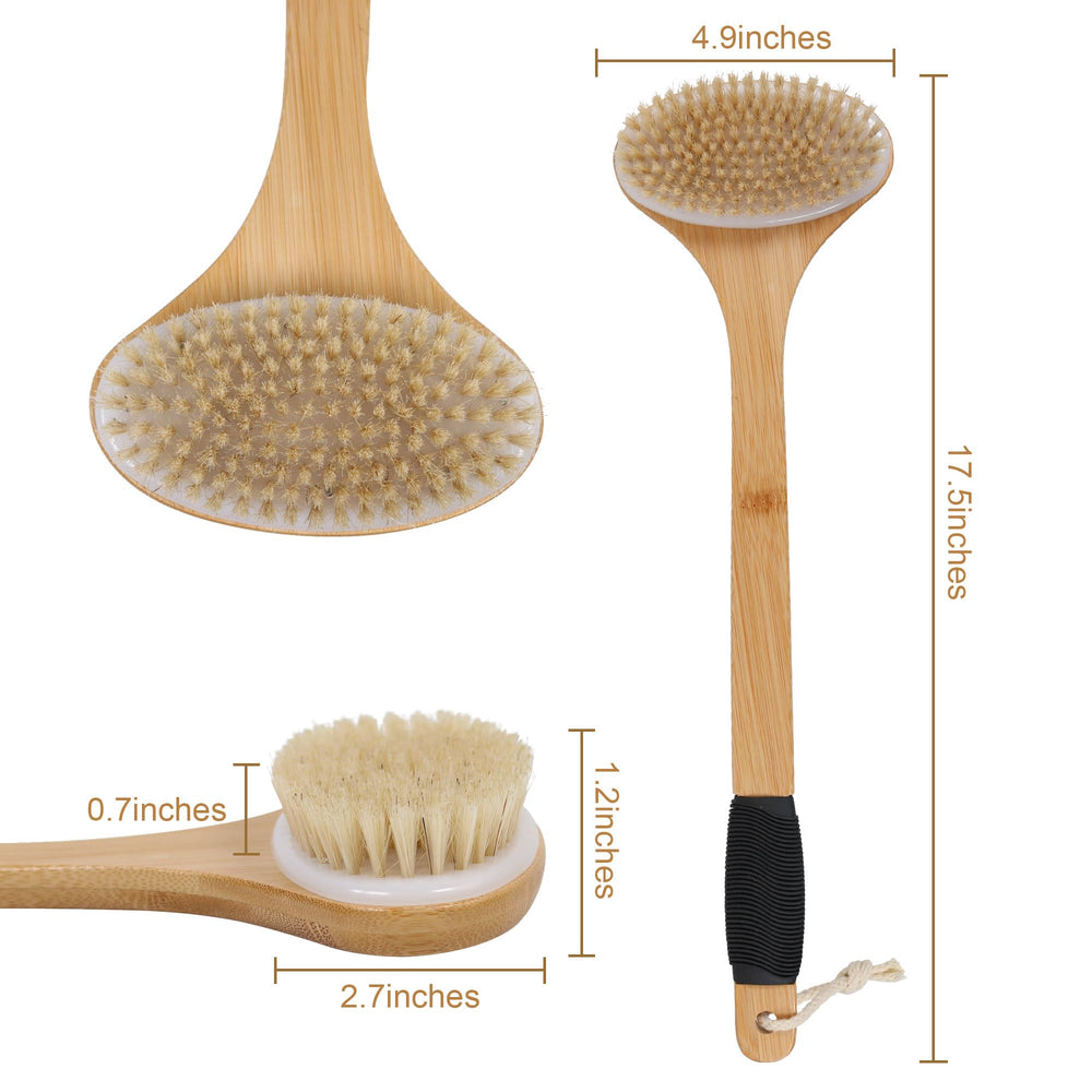 OWIIZI bamboo-handle back scrubber demonstrates durable, moisture-resistant grip.
