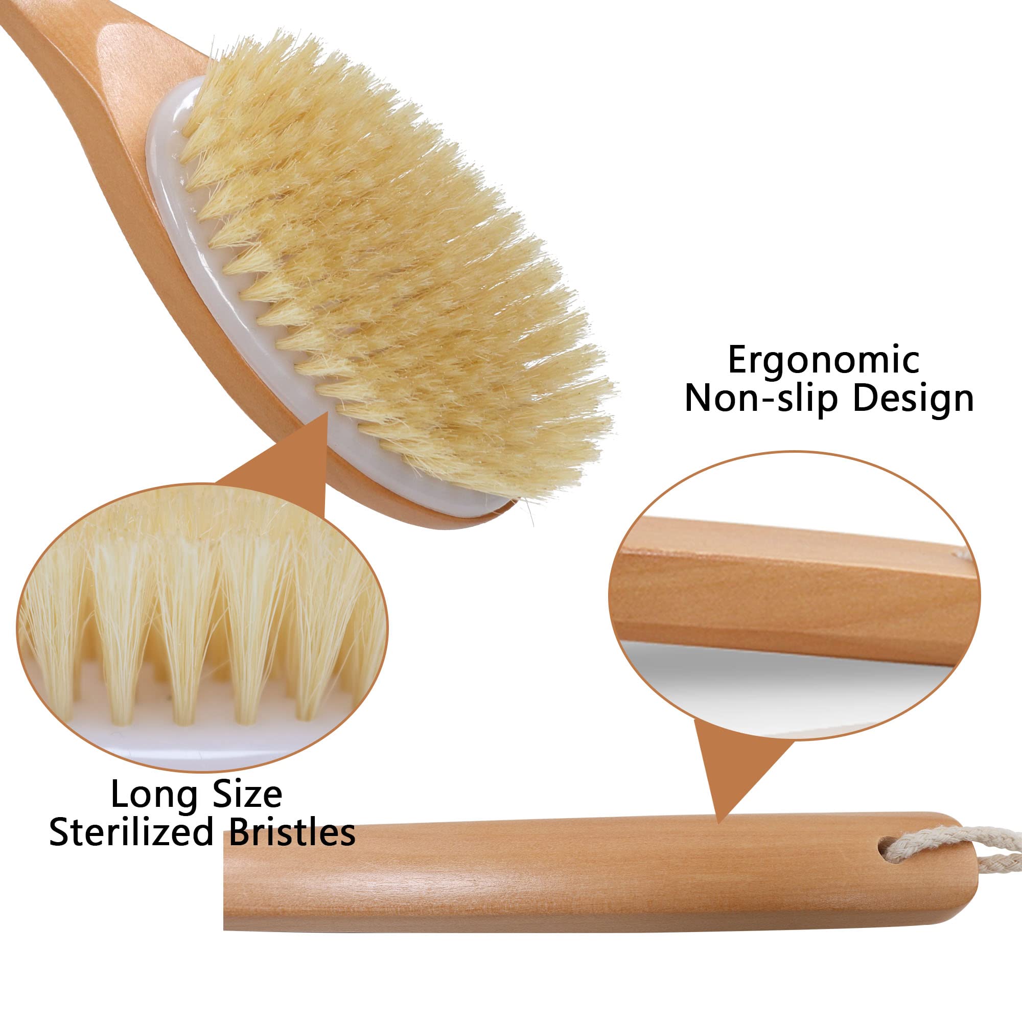 OWIIZI bath brush anti-skid handle ensures a secure grip.