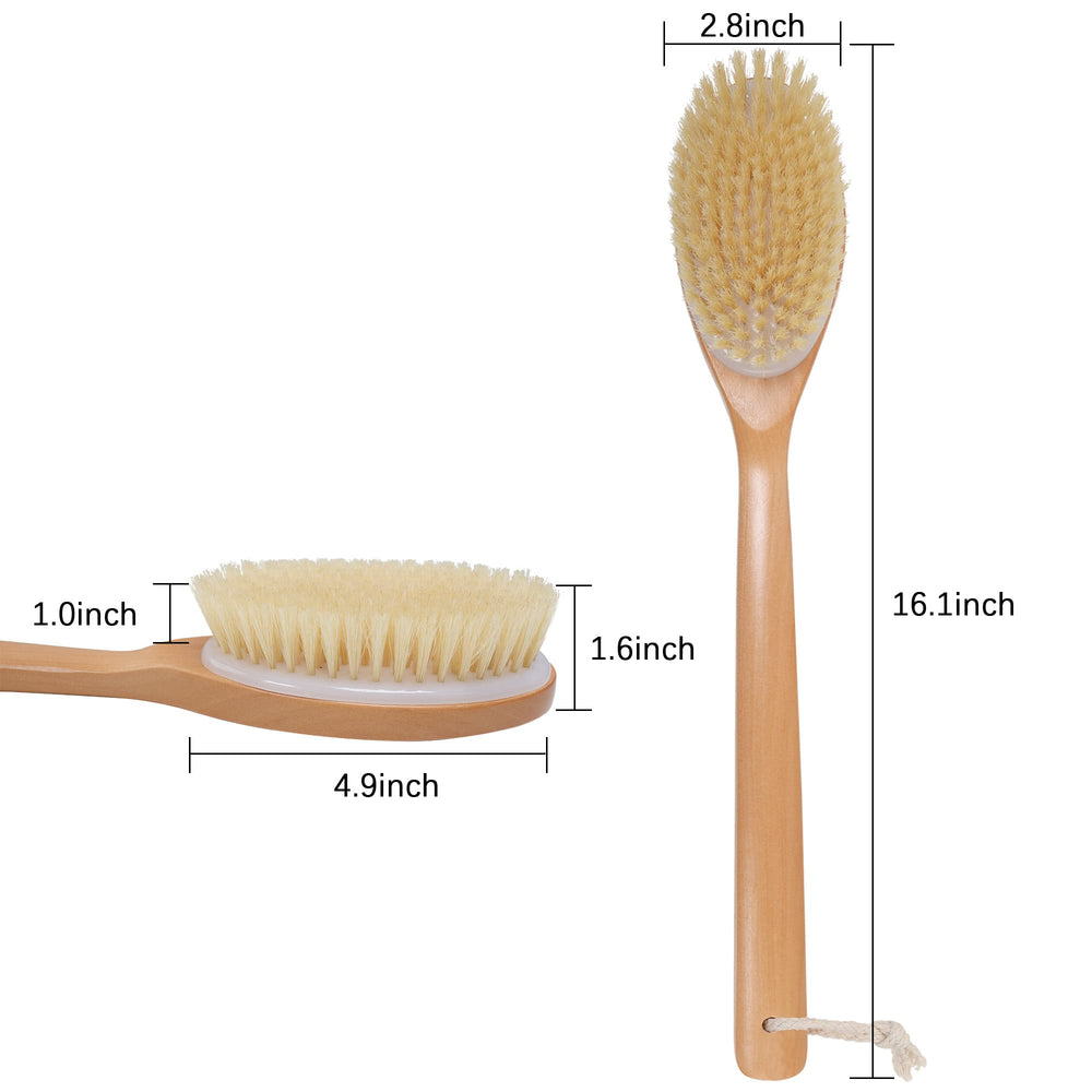 OWIIZI bath brush enables thorough back scrubbing and exfoliation.