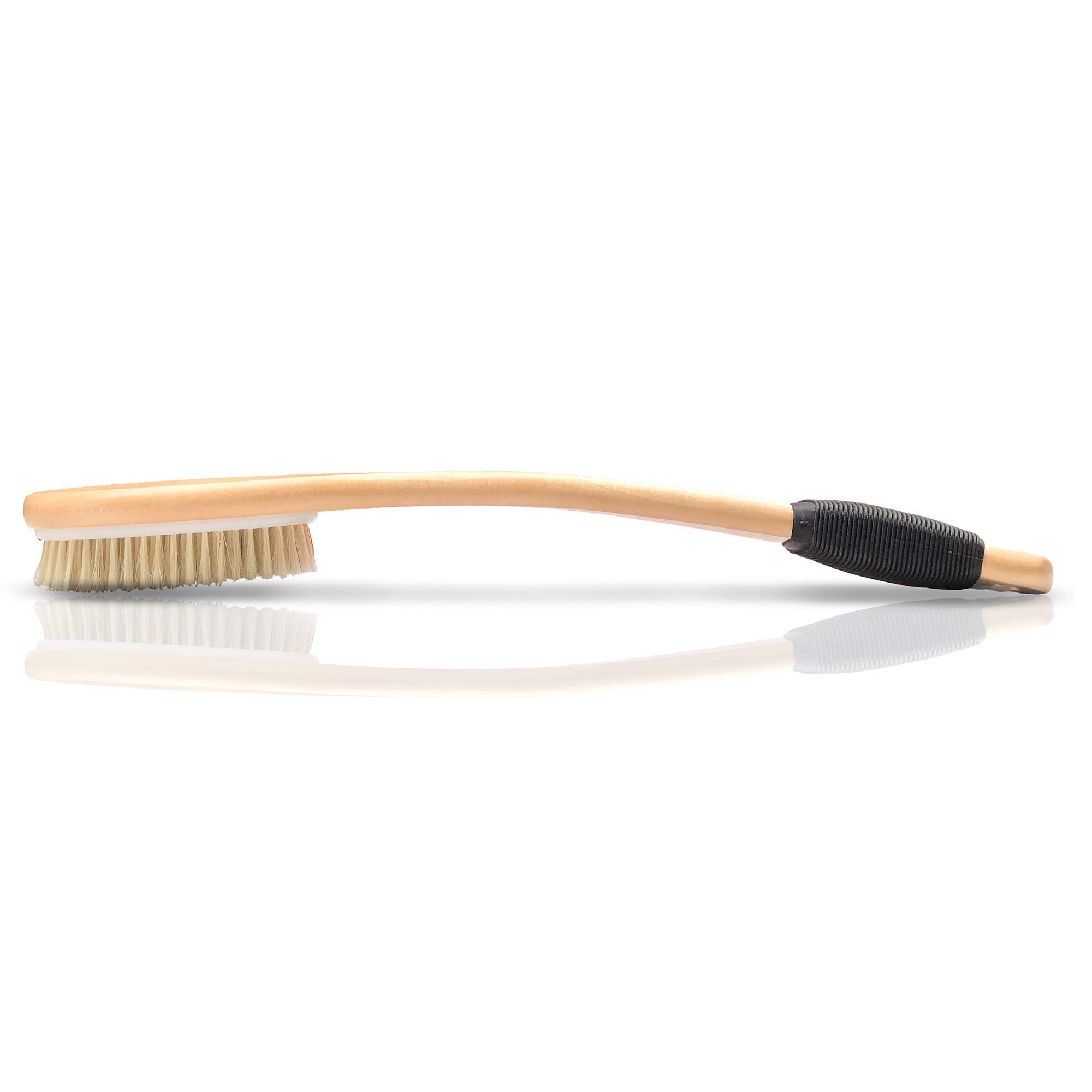 OWIIZI bath brush wooden handle non-slip grip secure use in shower