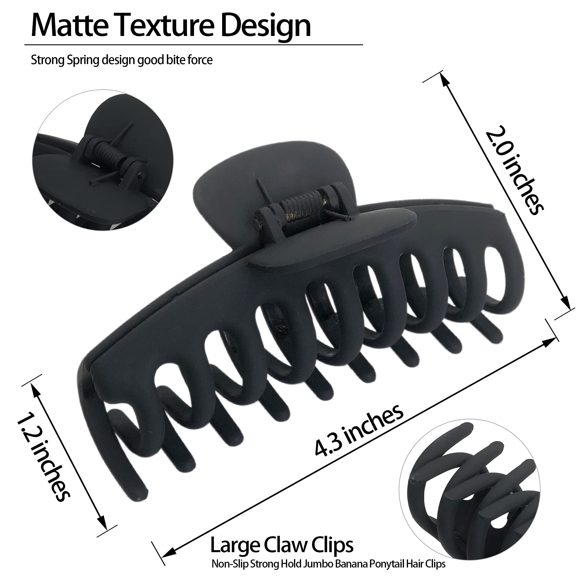 OWIIZI Large Claw Clips securing long thick hair for workouts or morning routines.