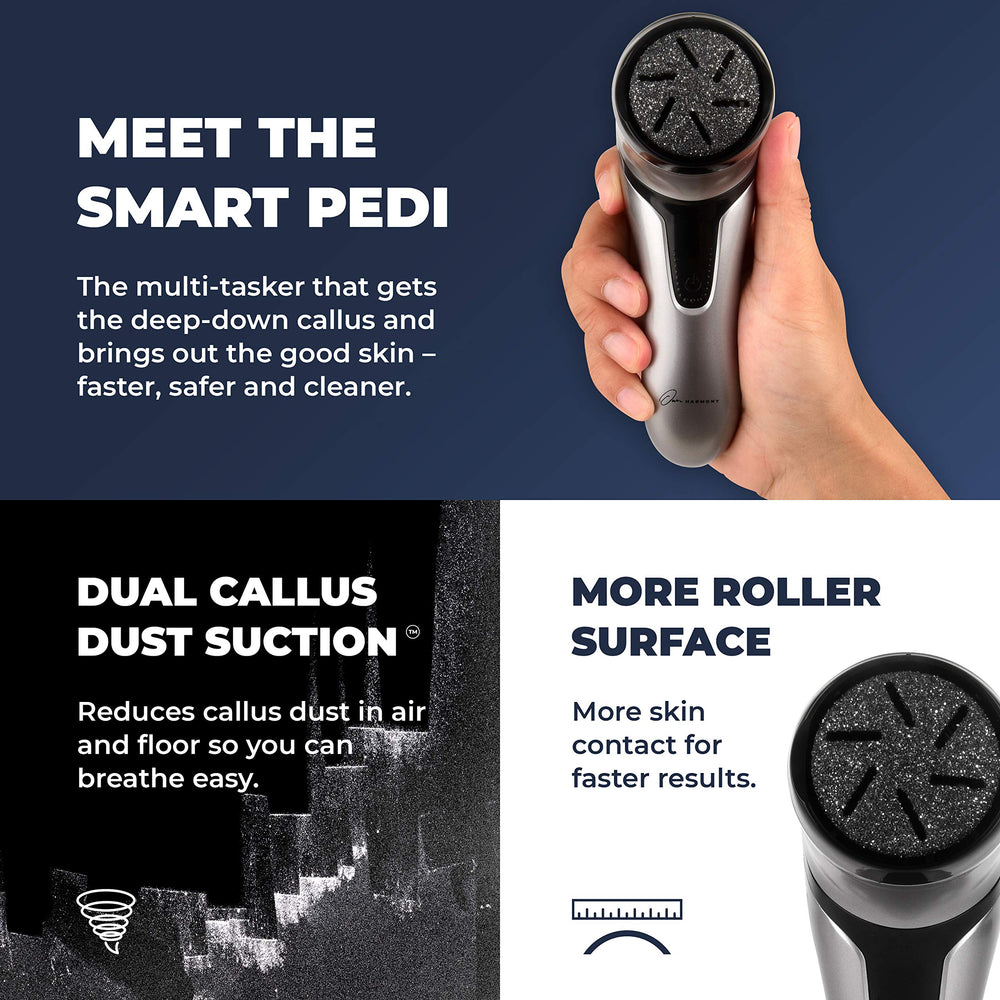 Own Harmony foot callus remover uses vacuum absorption to keep debris away for clean feet.