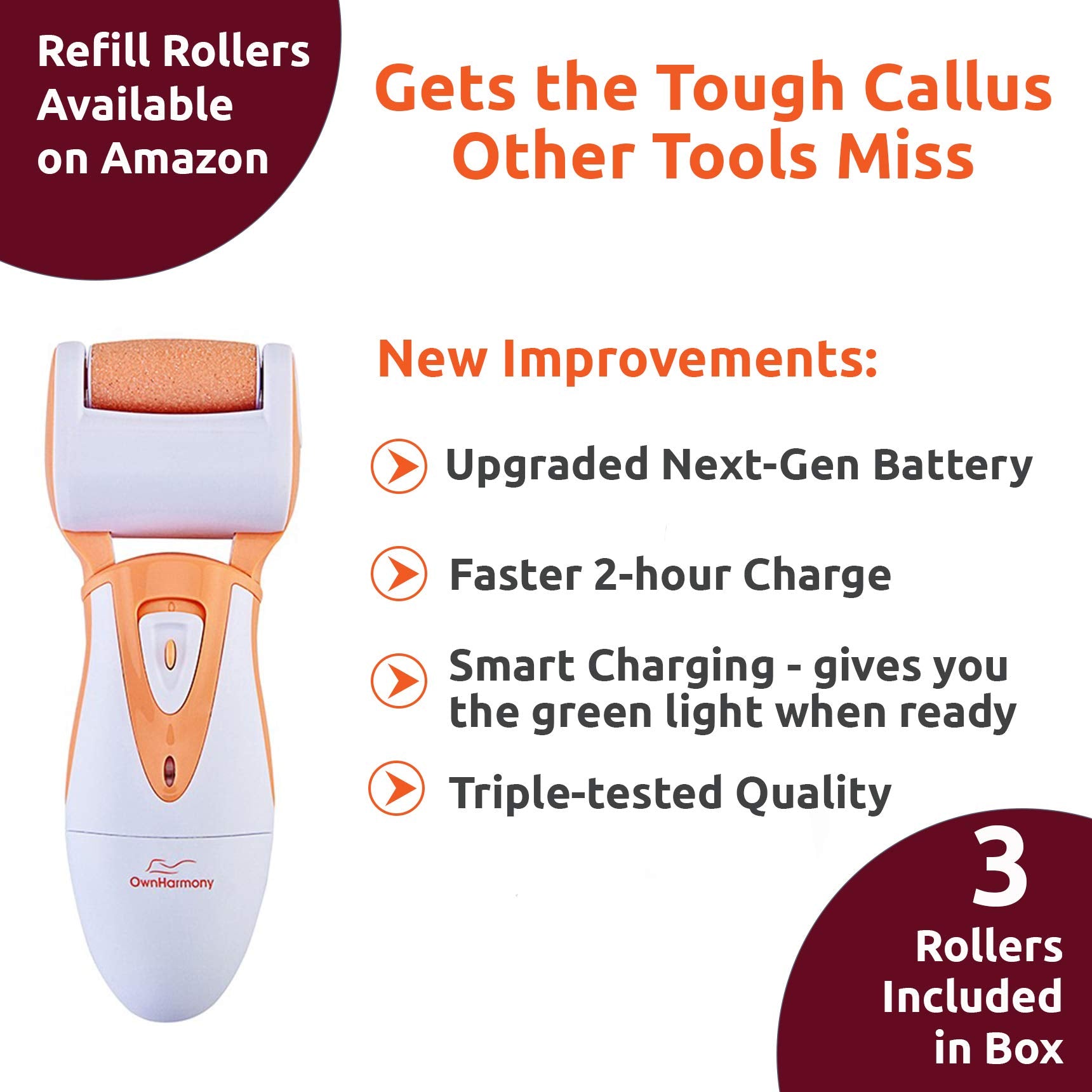 Own Harmony ergonomic handle supports comfortable, precise pedicure sessions.