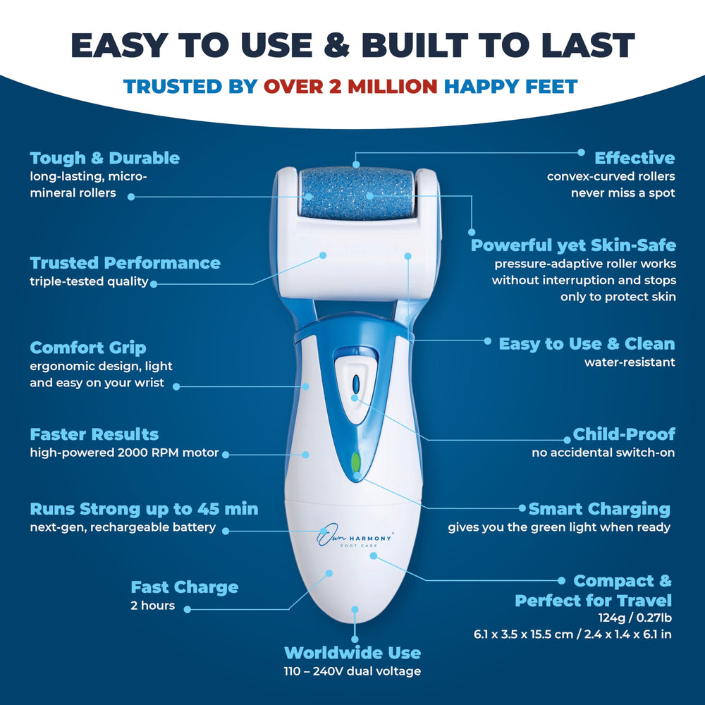 Own Harmony rechargeable motor inside for cordless pedicure sessions.