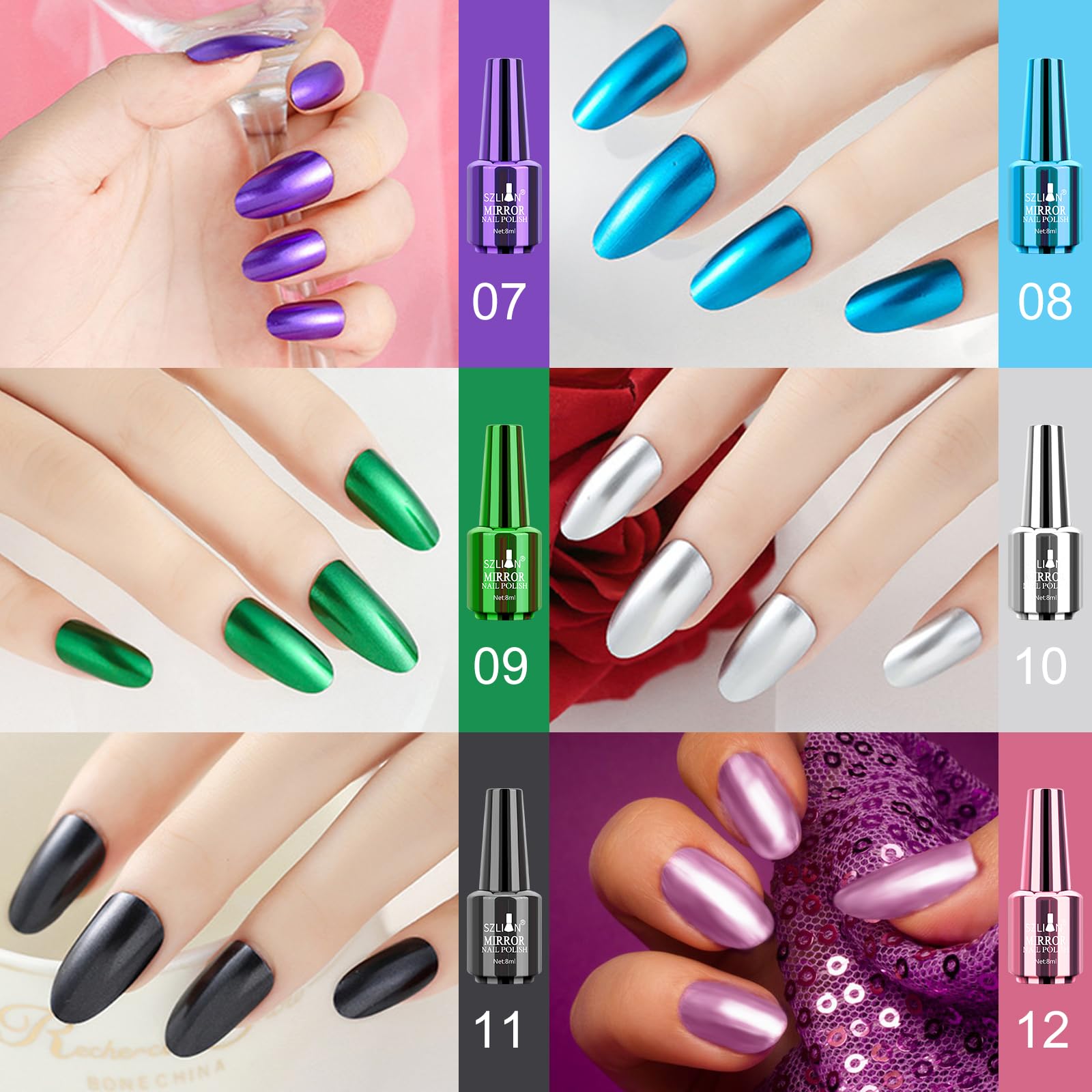 Ownest glossy nail lacquer on nails shows a radiant mirror effect.