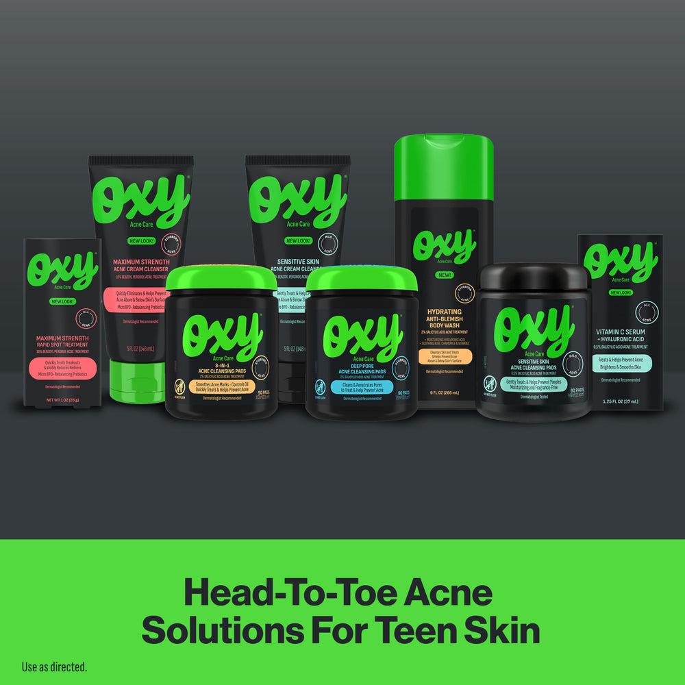 Oxy Acne care for teens line showcases head-to-toe solutions.