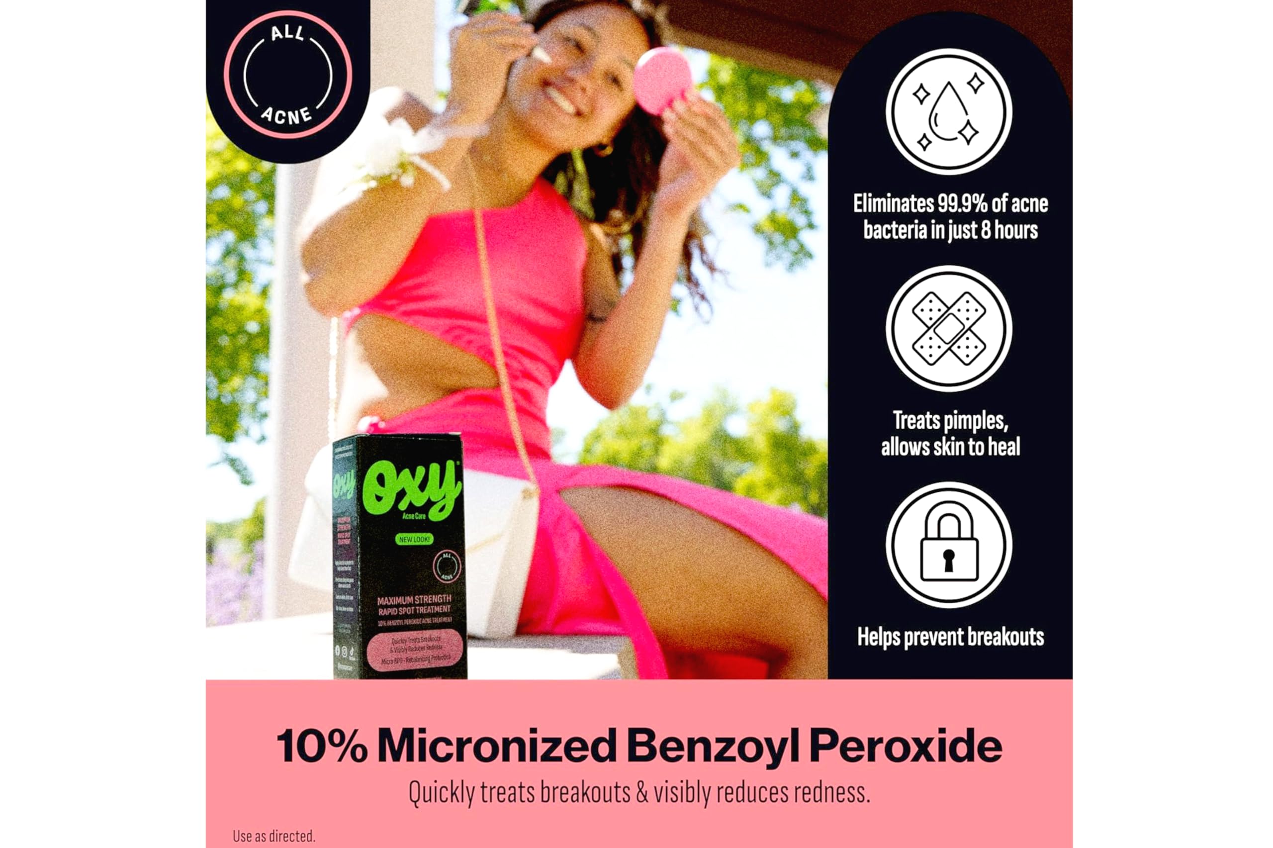 Oxy on bathroom counter suggesting easy daily skincare use