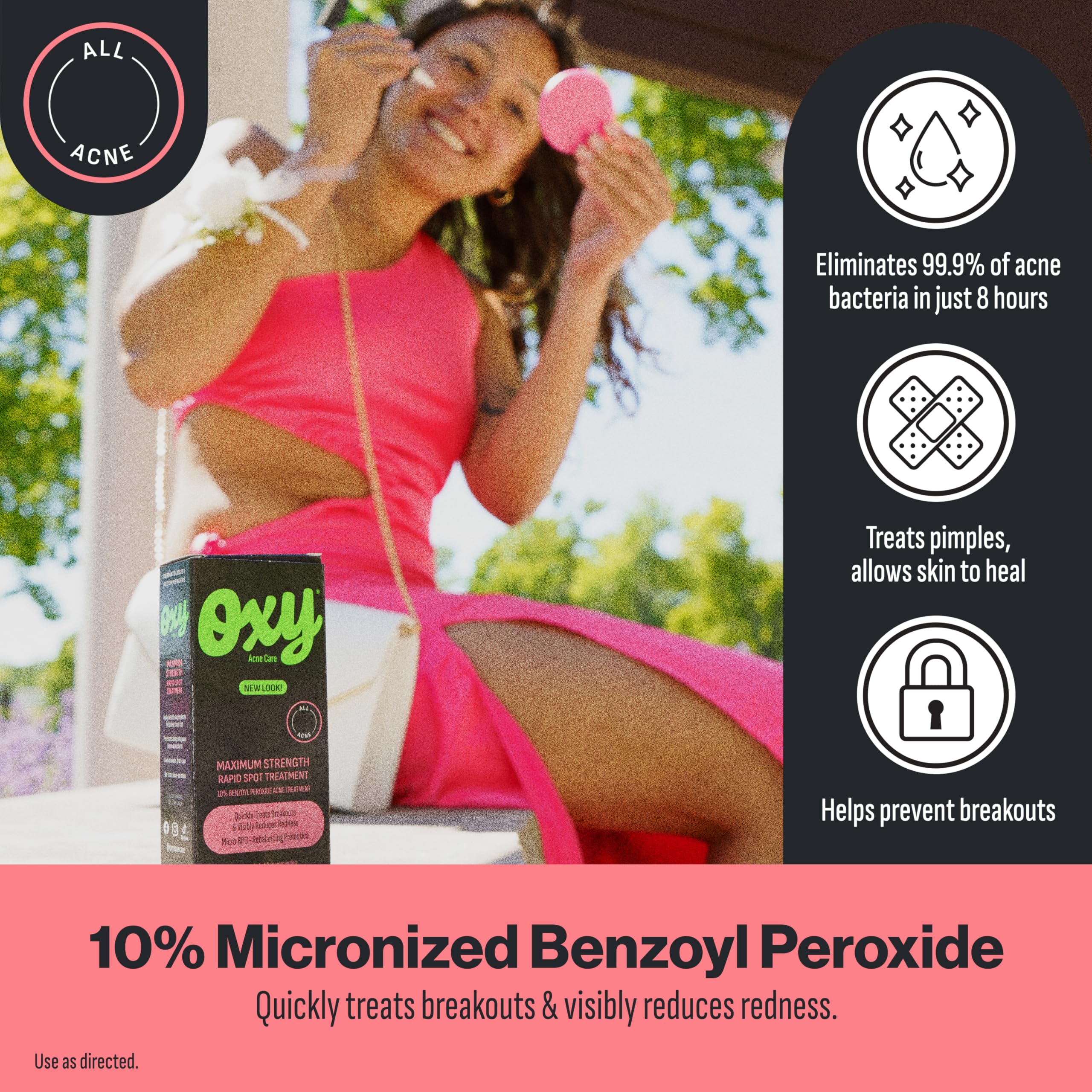 Oxy cream texture close-up revealing smooth formula for precise spot application