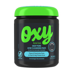 Oxy Deep Pore Cleansing Pad textured side exfoliates to unclog pores for clearer skin.