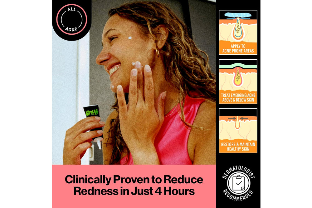 Oxy dermatologist-tested badge highlighting clinical testing benefit