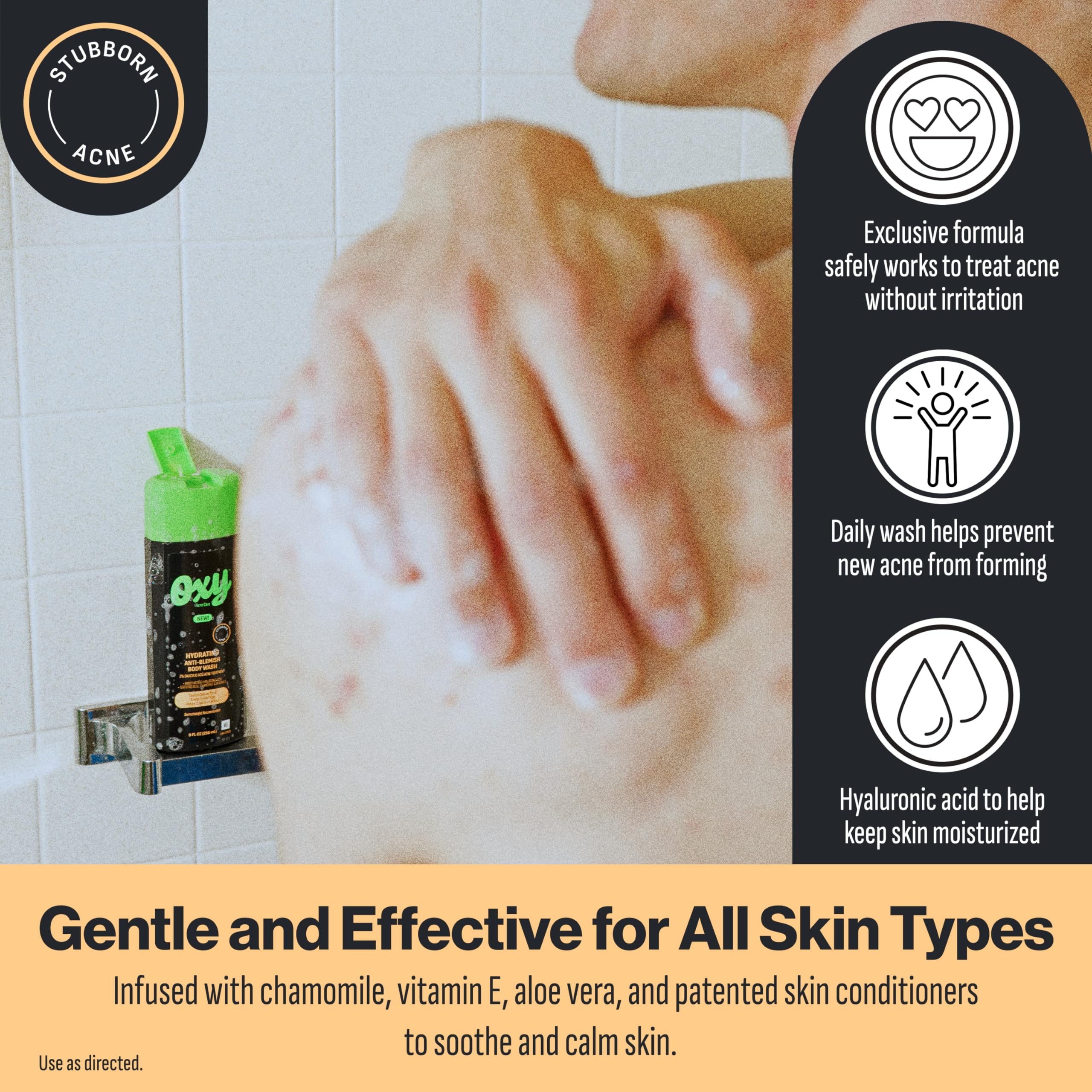 Oxy foam in hand during application for effective pore cleansing