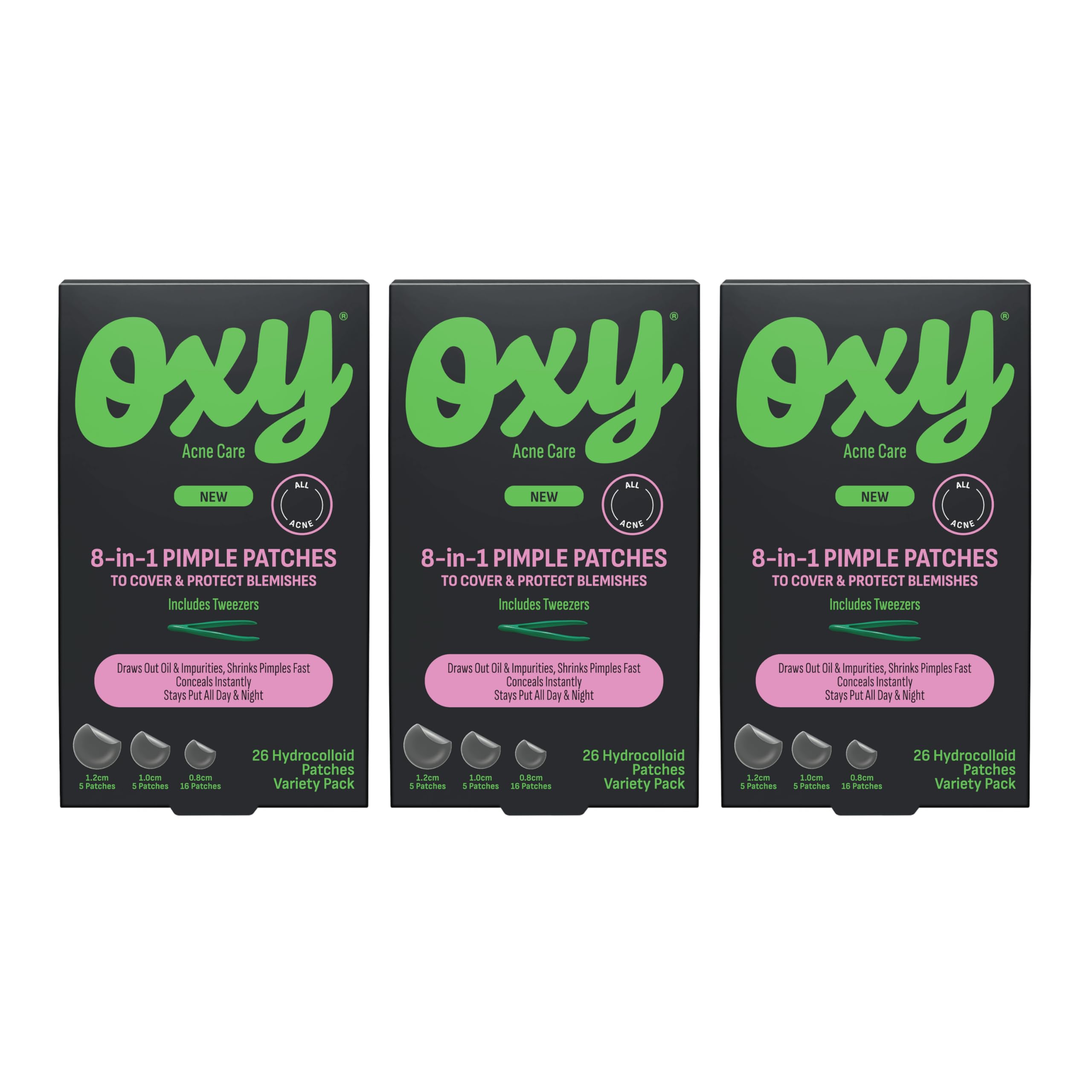 Oxy front packaging showing product and count for quick identification