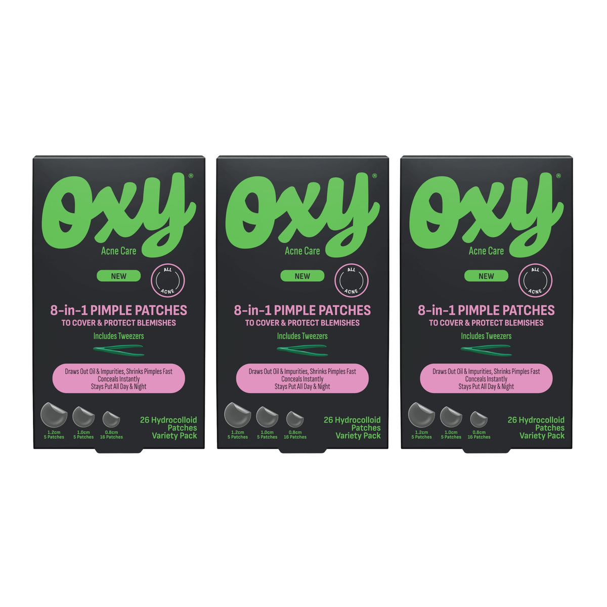Oxy front packaging showing product and count for quick identification