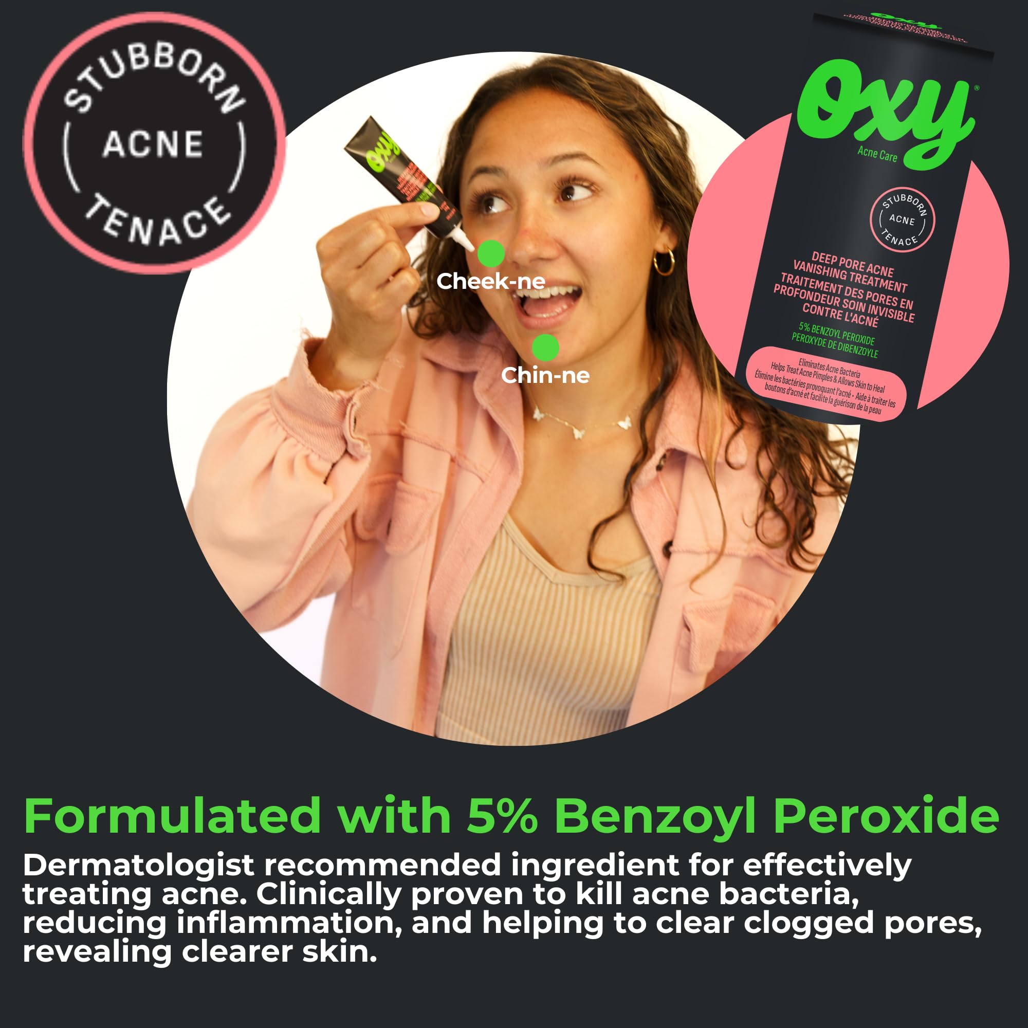 Oxy tube in hand for size comparison highlighting travel-friendly 25ml