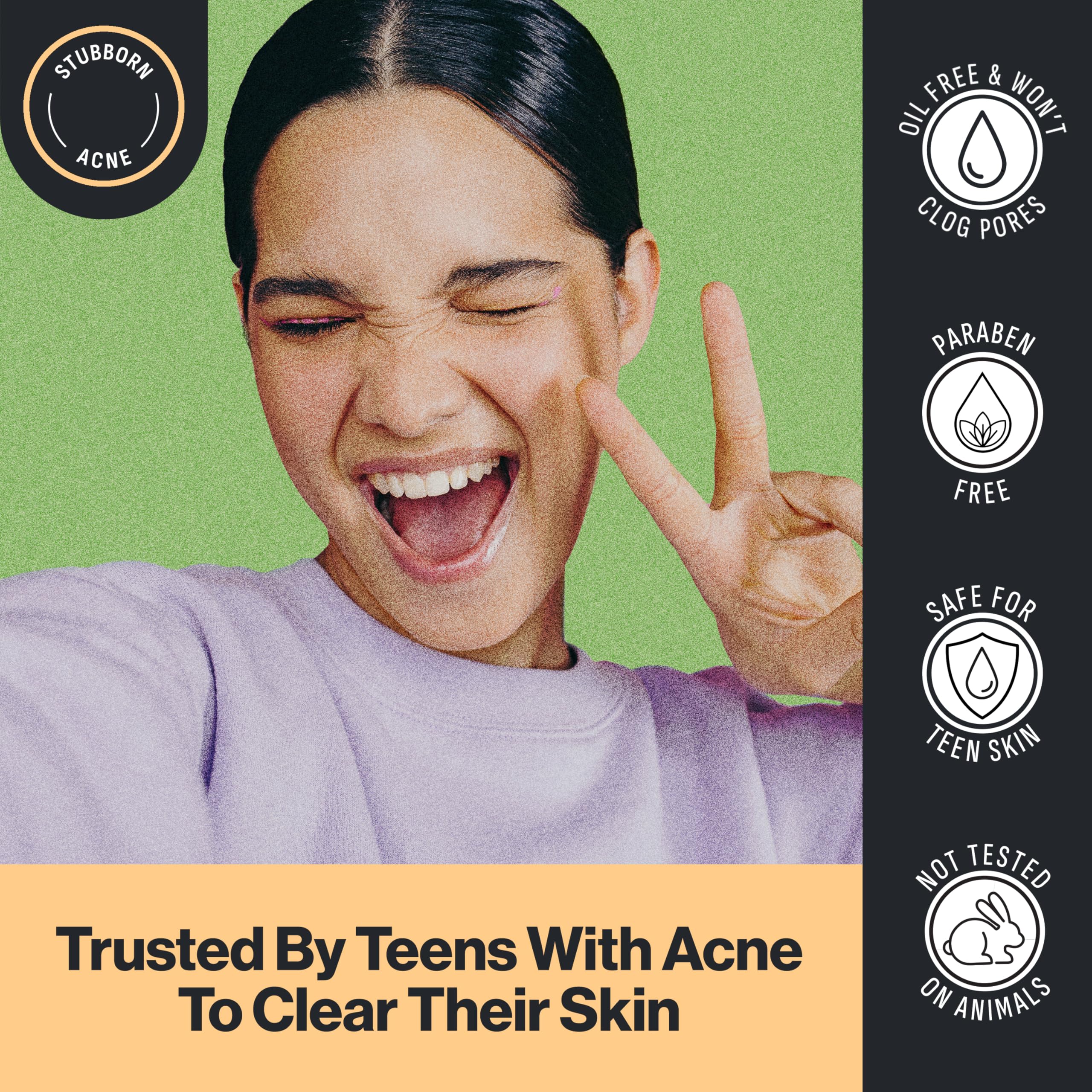 Oxy pad applying to cheek demonstrating targeted acne treatment