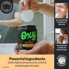 Oxy pad in hand showing scale and convenient portable benefit
