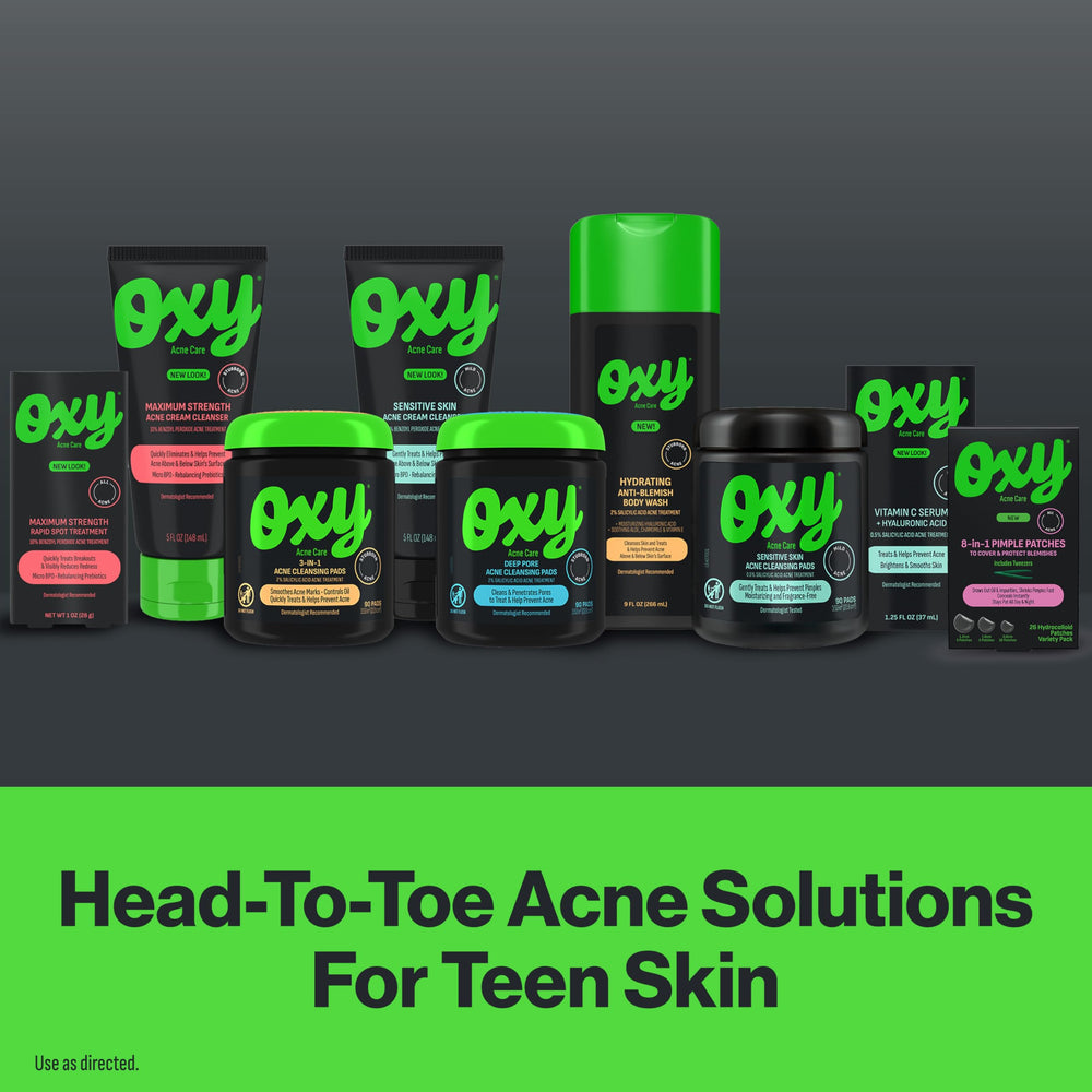 Oxy array of three patch sizes to match small, medium and large pimples