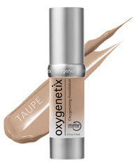 Oxygenetix Oxygenating Foundation Taupe bottle highlights breathable, long-wearing makeup