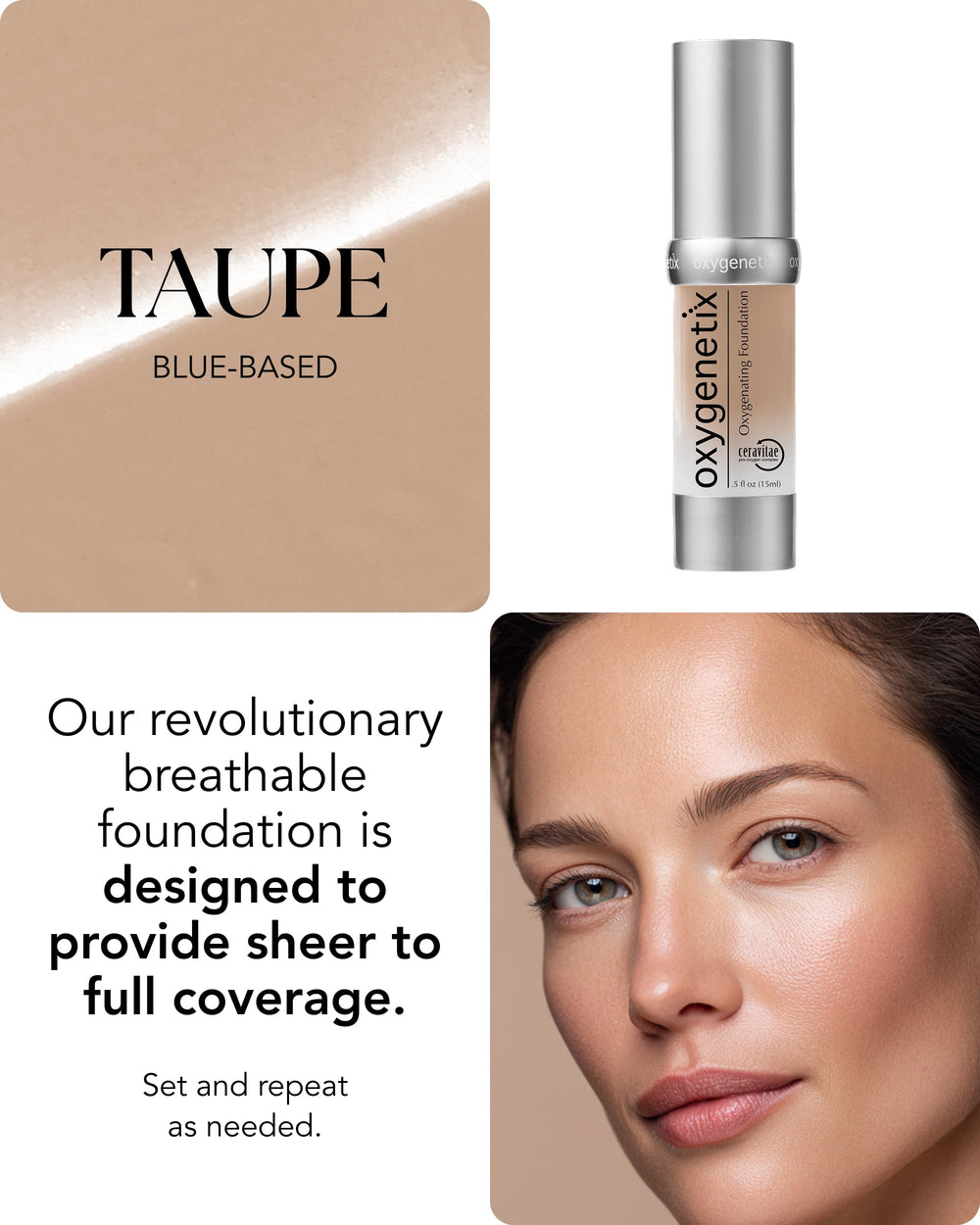 Oxygenetix Oxygenating Foundation Taupe close-up texture reveals natural finish