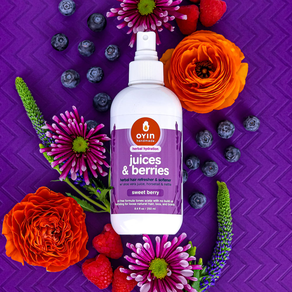 Herbs and ingredients visual signaling plant-based conditioning and shine in Juices & Berries tonic