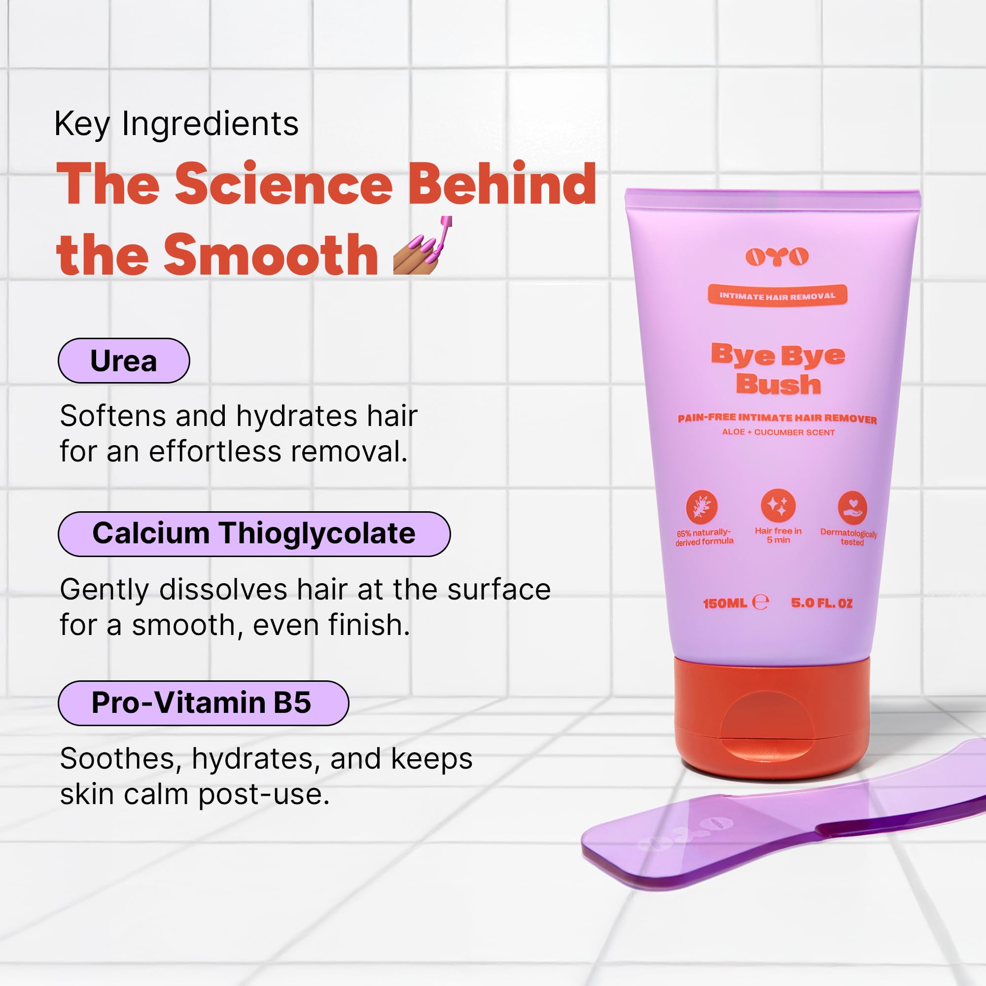 OYO Bye Bye Bush bikini-area usage illustrating targeted intimate care.