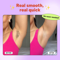 OYO Bye Bye Bush cream pump demonstrates fast-acting feel for smooth skin.