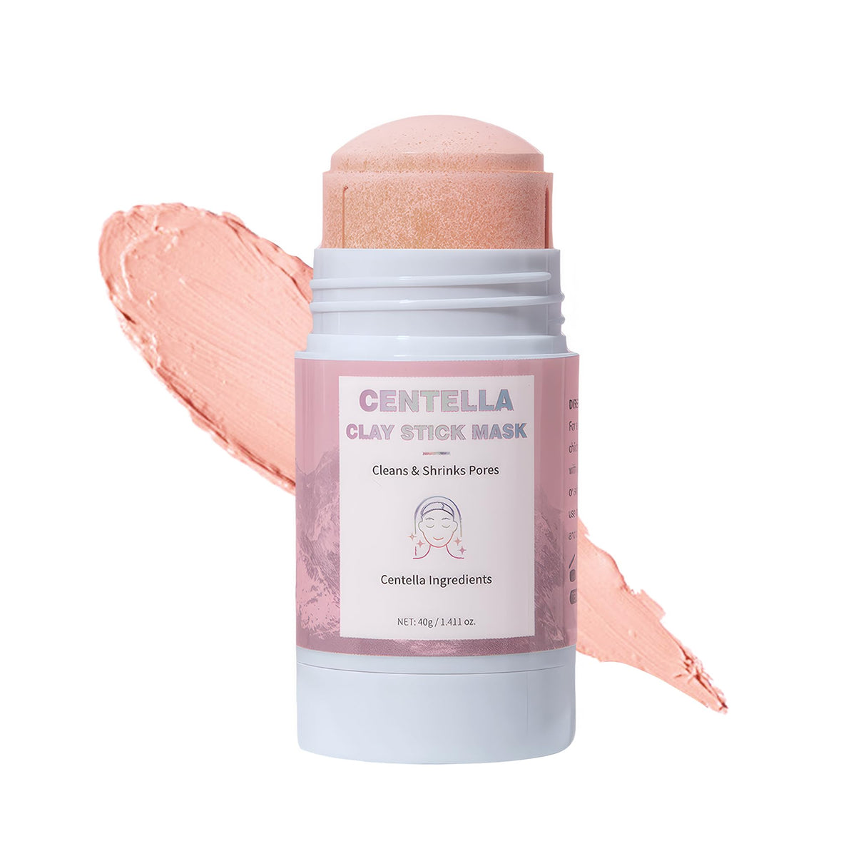 Oyshriola Centella Clay Mask Stick applied to the face for deep cleansing and oil control.
