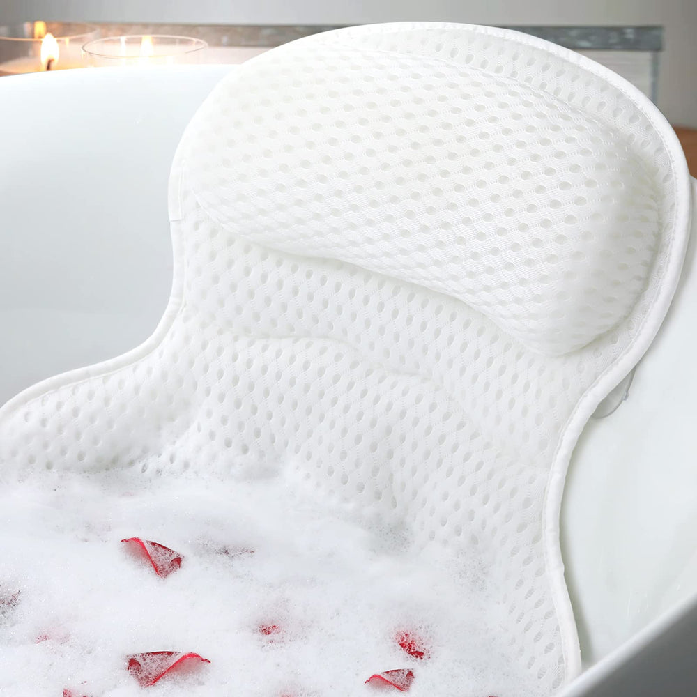Ozyalo bath pillow headrest closeup demonstrates plush padding for neck support