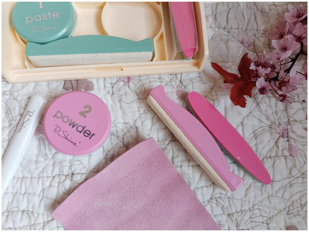 P-Shine Japanese Manicure Kit green buffer helps smooth and hydrate nails.