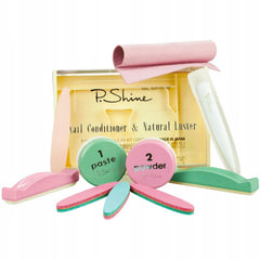 P-Shine Japanese Manicure Kit green paste application nourishes nails for smooth prep.