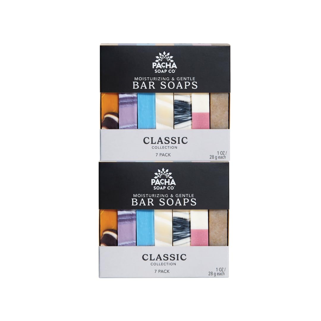 Pacha Soap Co. Pacha Peaces Calm Bundle: assorted bars for daily cleansing and mindful self-care.