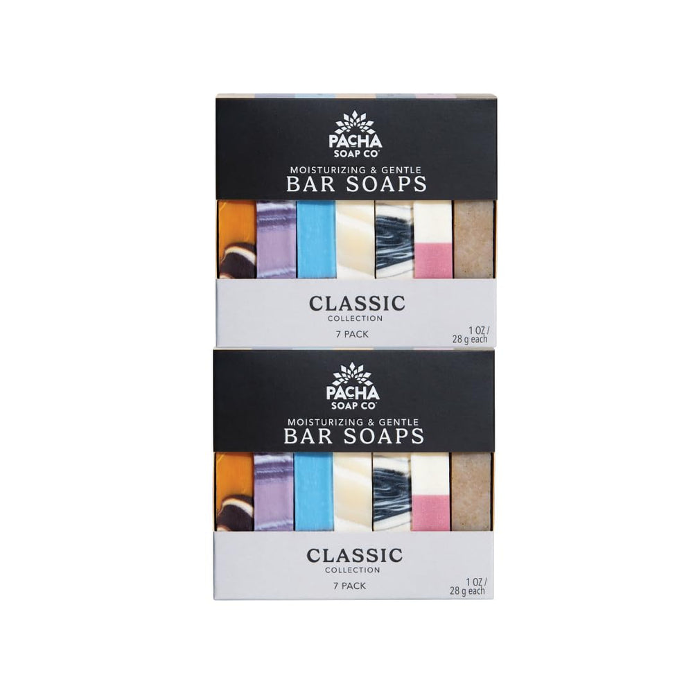 Pacha Soap Co. Pacha Peaces Calm Bundle: assorted bars for daily cleansing and mindful self-care.