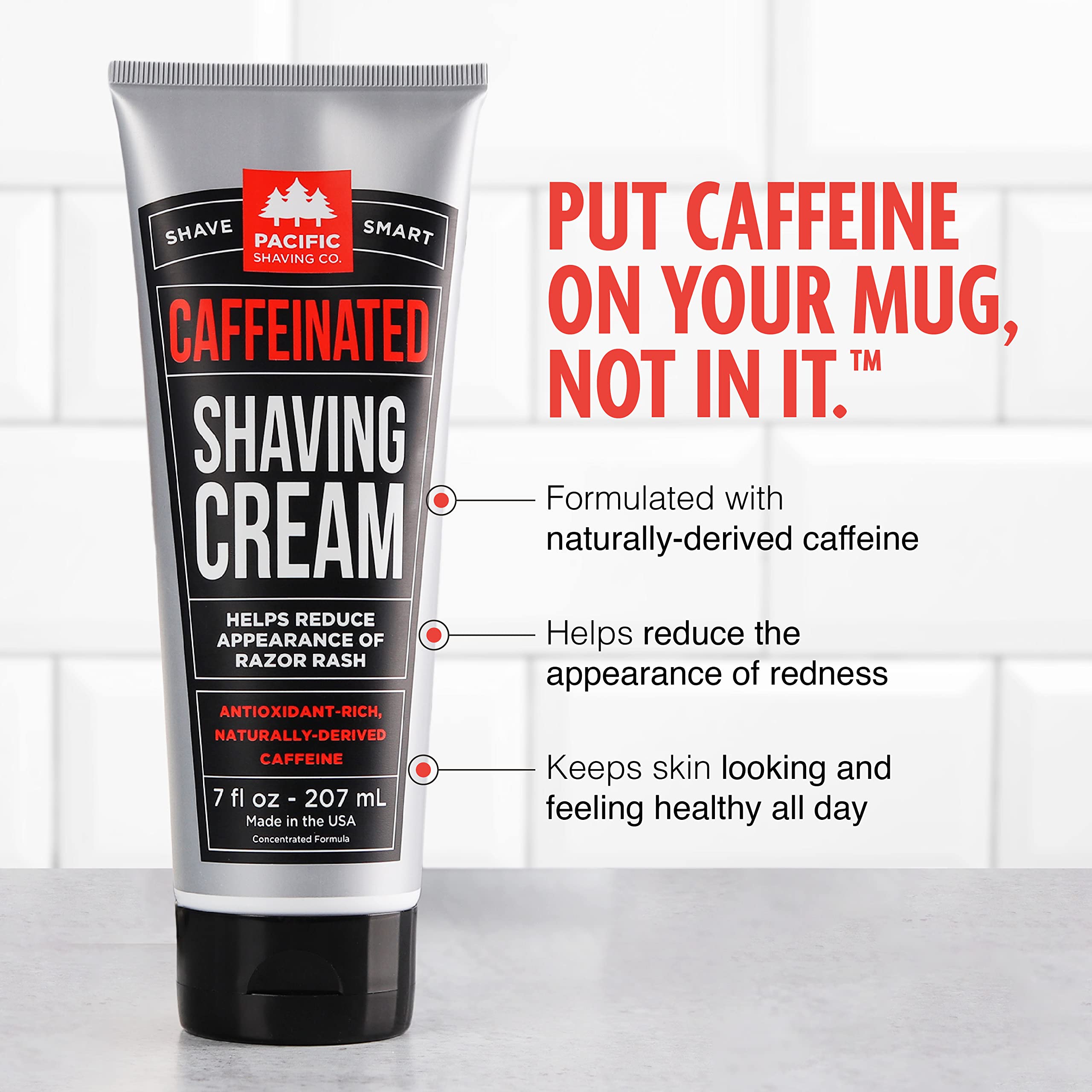 Pacific Shaving Company aftershave lotion application demonstrating quick absorption.