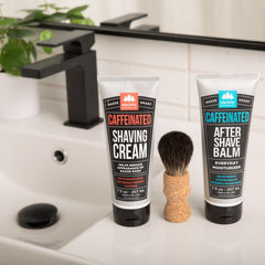 Pacific Shaving Company caffeinated shaving cream lather close-up for smooth glide.