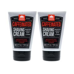Pacific Shaving Company caffeinated-shaving-cream-tub-front shows two-pack packaging for hydrating shave.