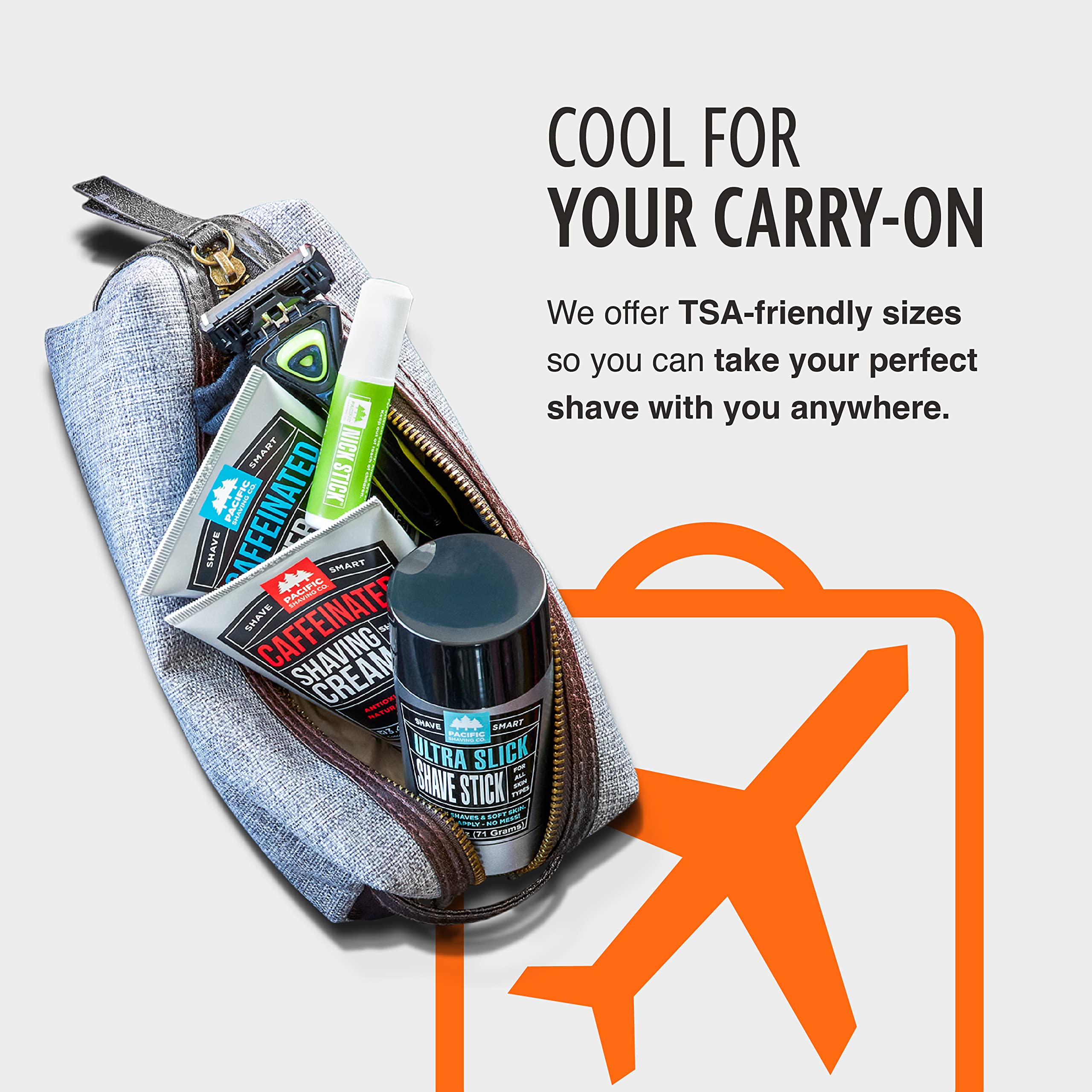 Pacific Shaving Nick Stick compact profile fits in travel kit.