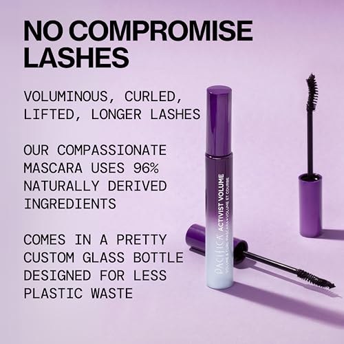 Pacifica Activist Curling Mascara curved vegan brush boosts lift and curl from root to tip.