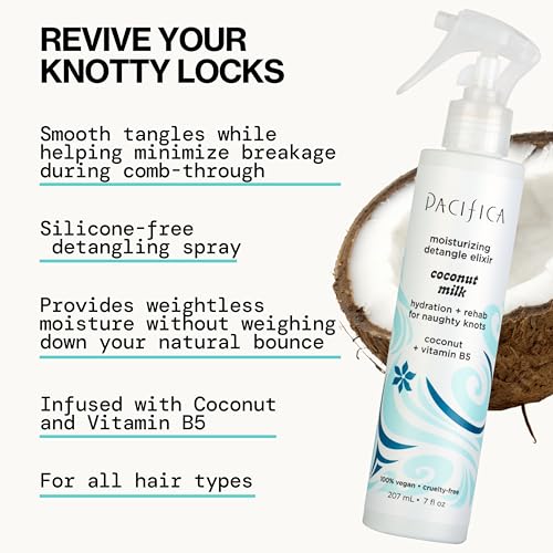 Pacifica Coconut Milk Hair Detangler Spray after use delivering shine and moisture