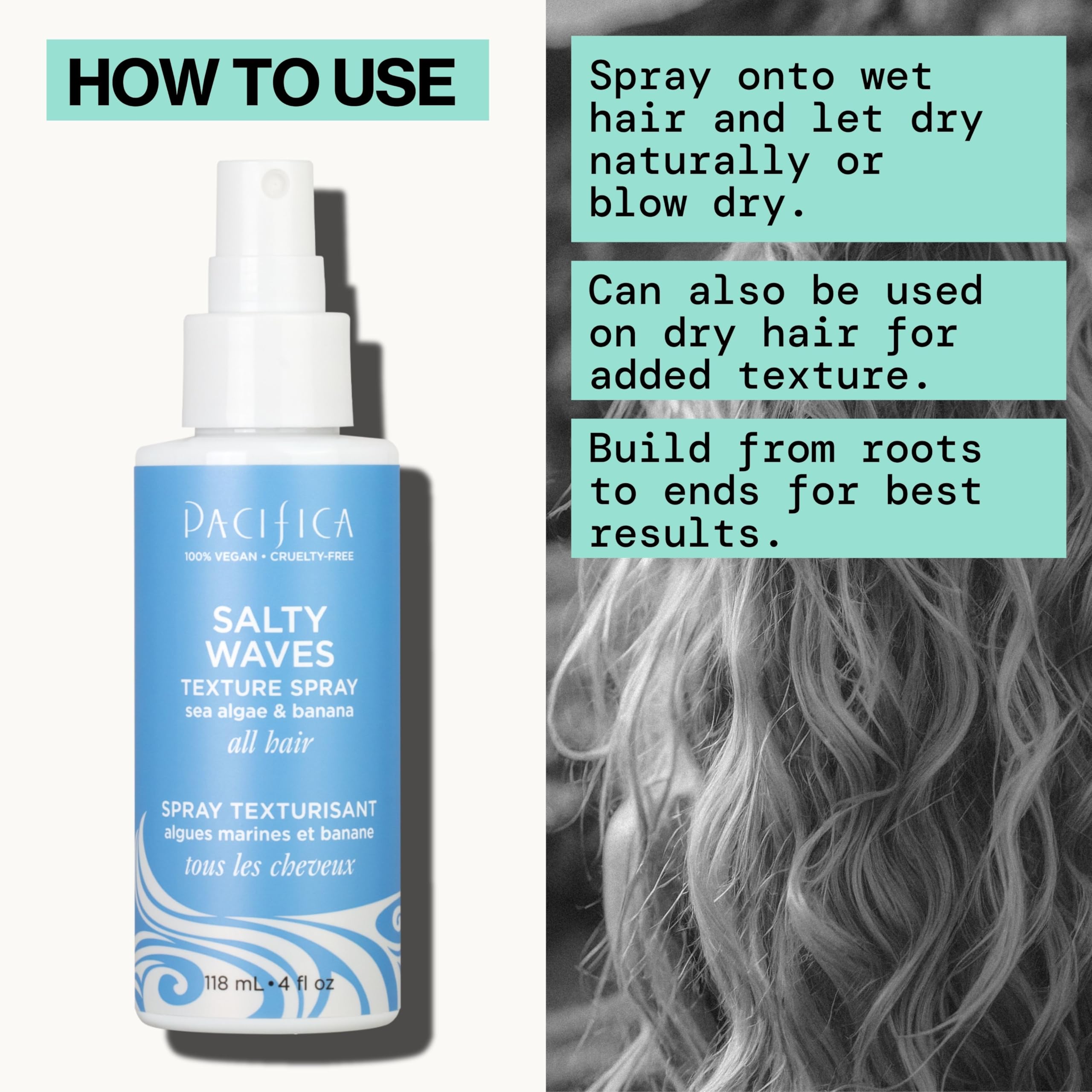 Pacifica Waves spray works with a diffuser for extra volume.