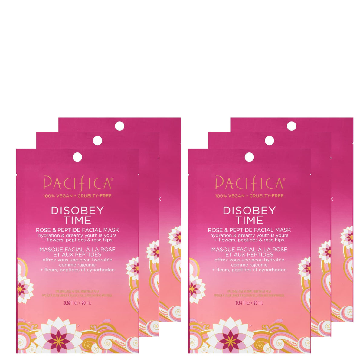 Pacifica Disobey Time rose-hydration sheet mask delivers dewy moisture