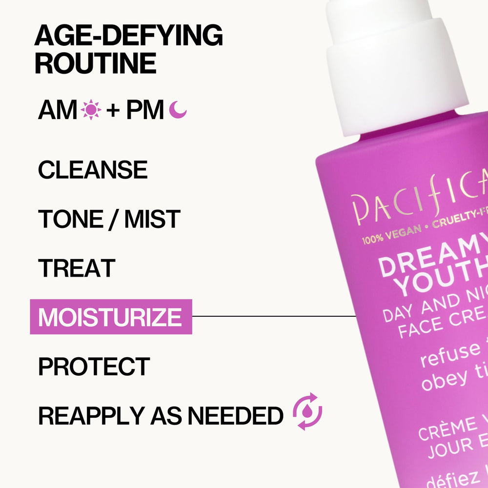 Pacifica Dreamy Youth Face Cream with shea butter and aloe for soothing moisture.